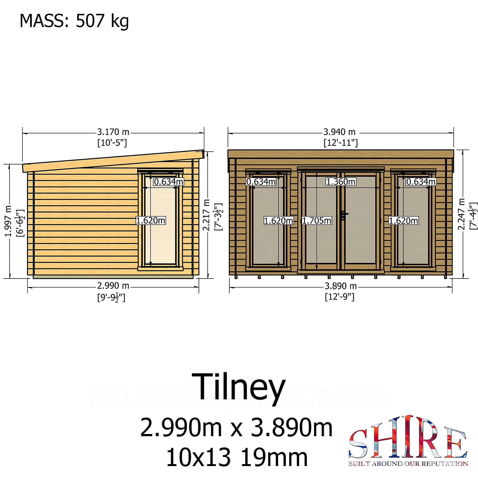 Shire Tilney 13x10 Log Cabin