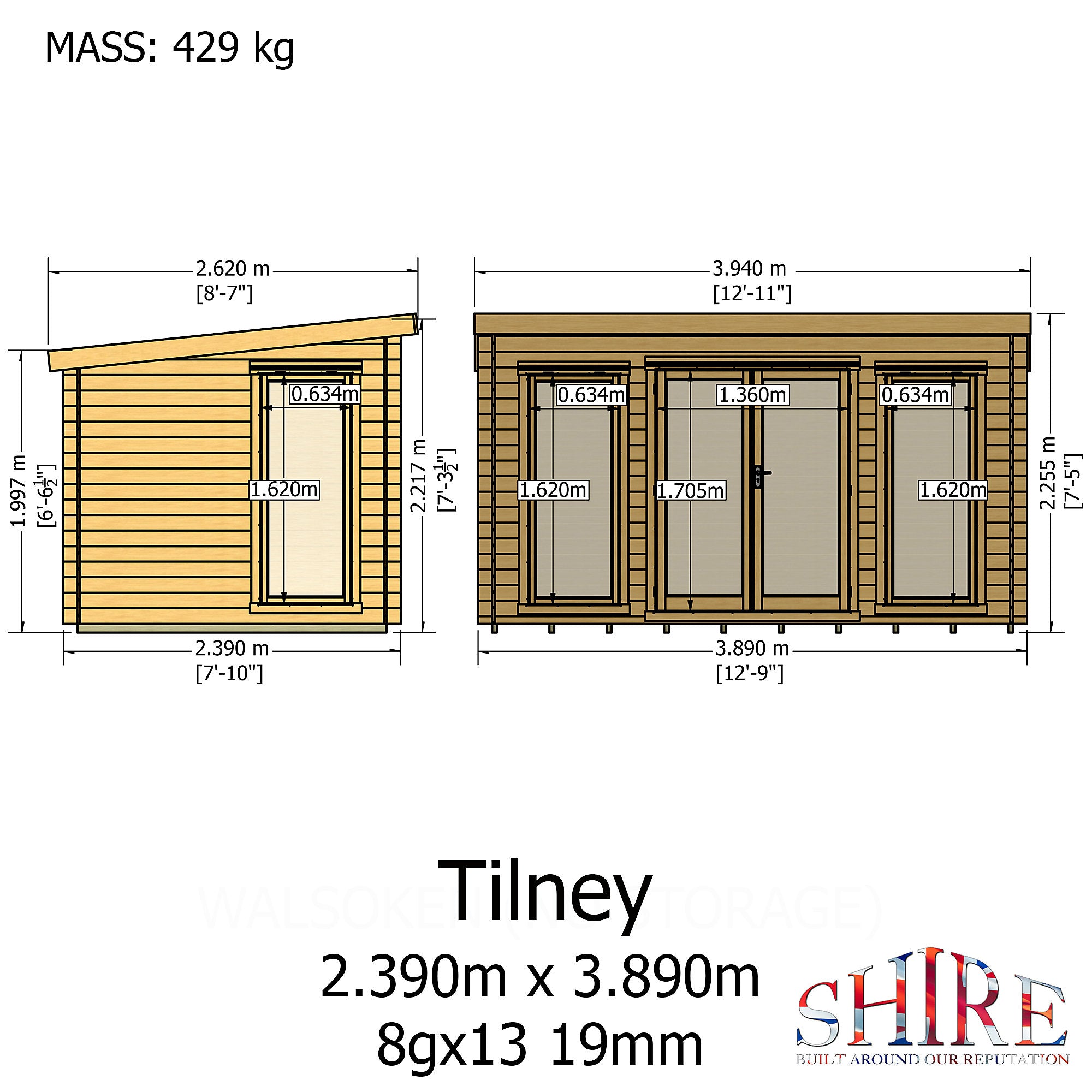 Shire Tilney 13x8 Log Cabin