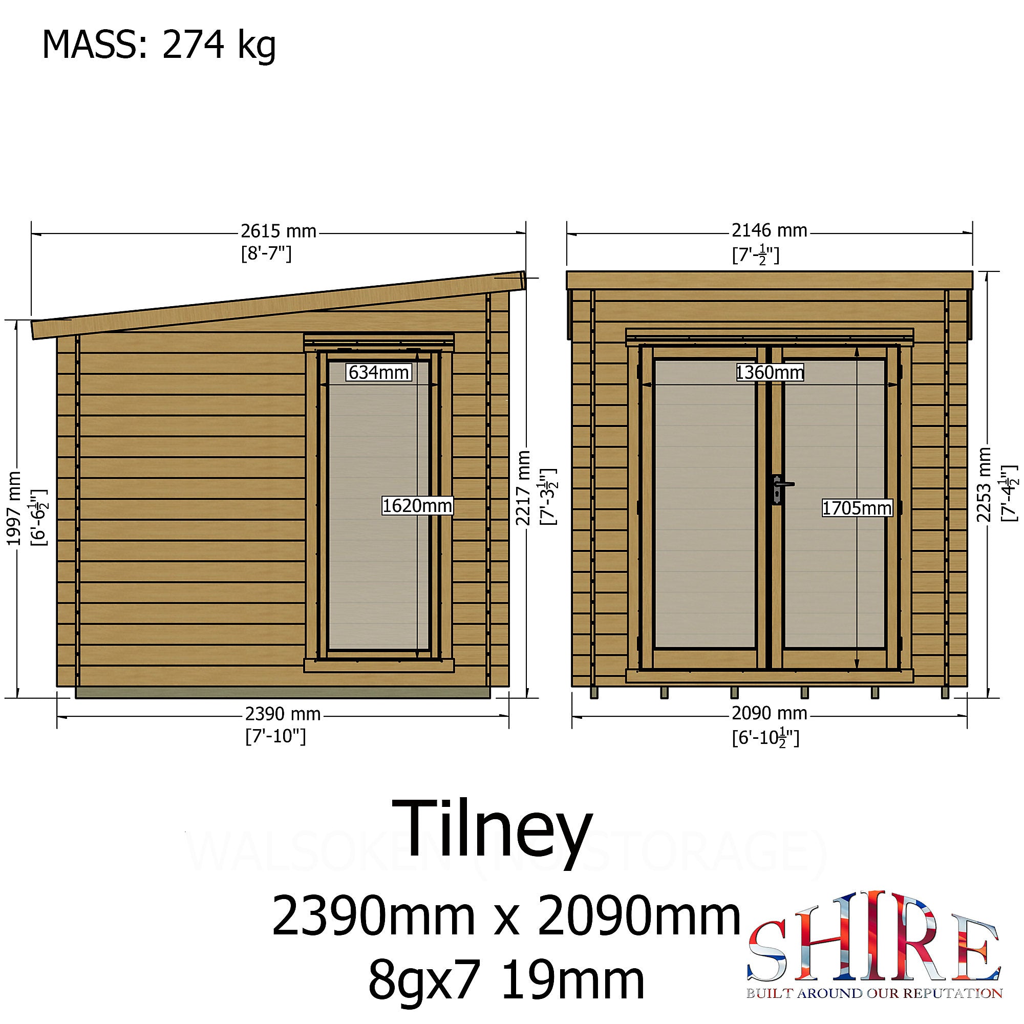 Shire Tilney 7x8 Log Cabin