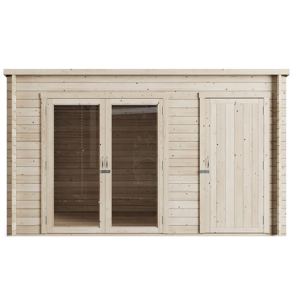 Store More Darton Pent Log Cabin Summerhouse with Side Store - PT-12ft x 8ft