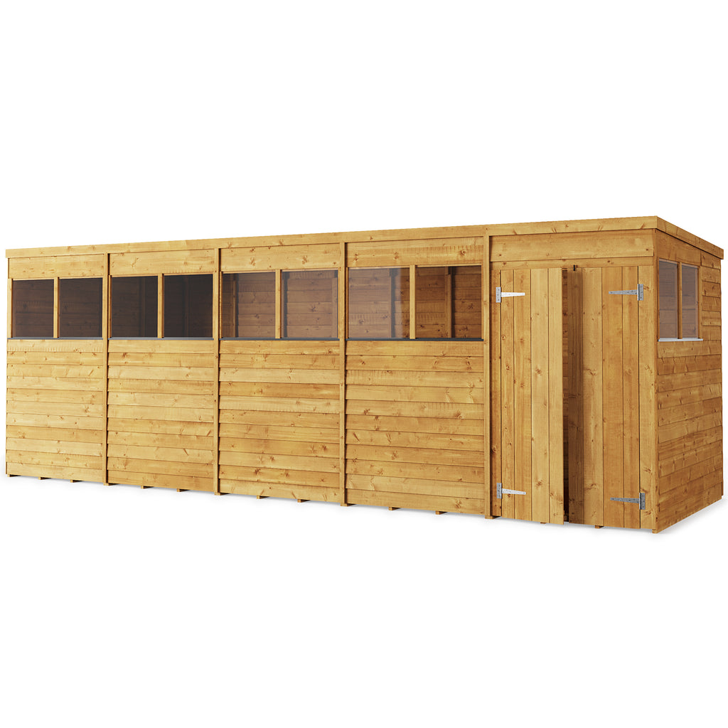 Store More Overlap Pent Shed - 20x6 Windowed