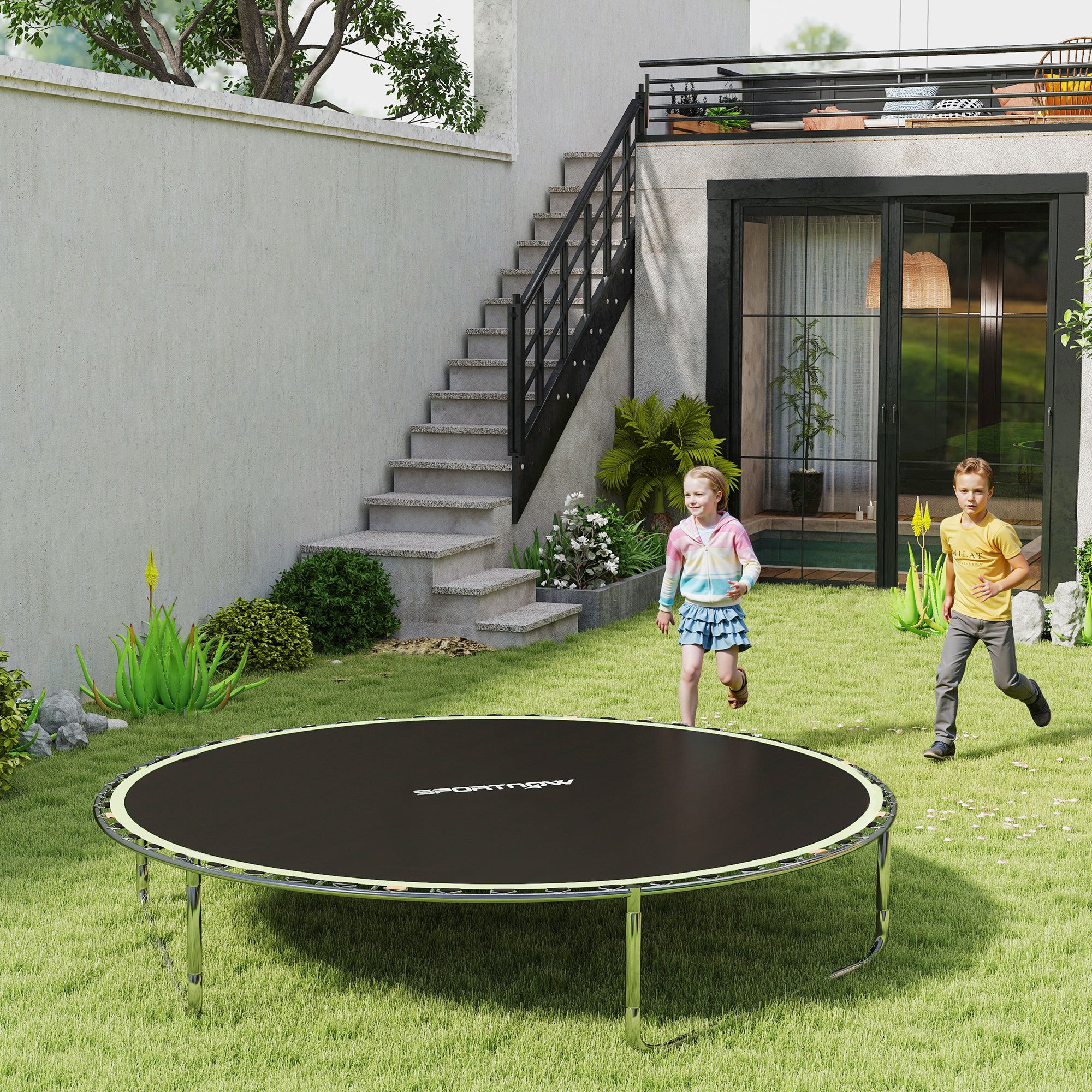 SPORTNOW Trampoline Replacement Mat with Spring Pull Tool, 42 V-Hooks, for 8ft Trampoline using 14cm Springs, Green - anydaydirect