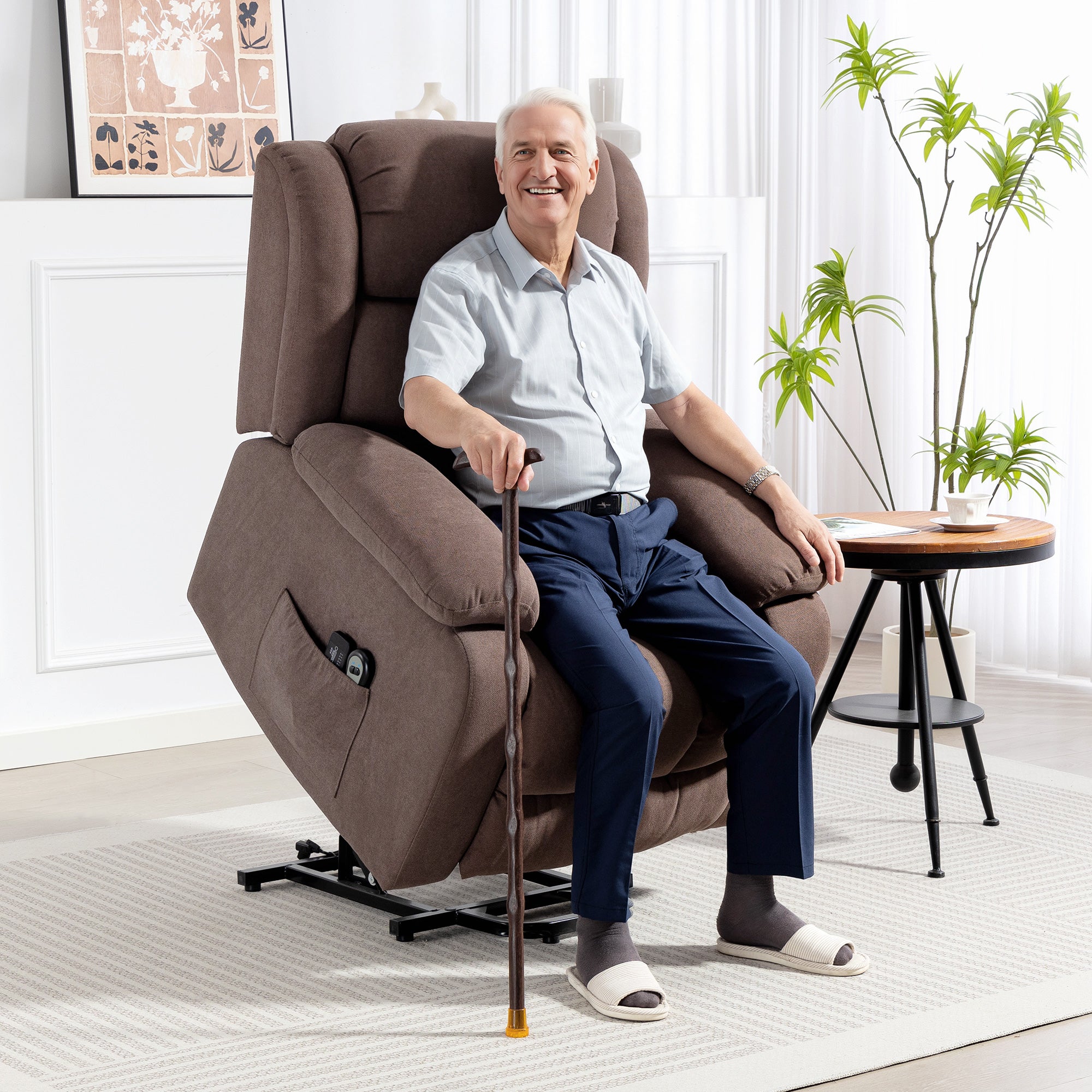 HOMCOM Eight-Point Massage Electric Lift Chair - Dark Brown - anydaydirect