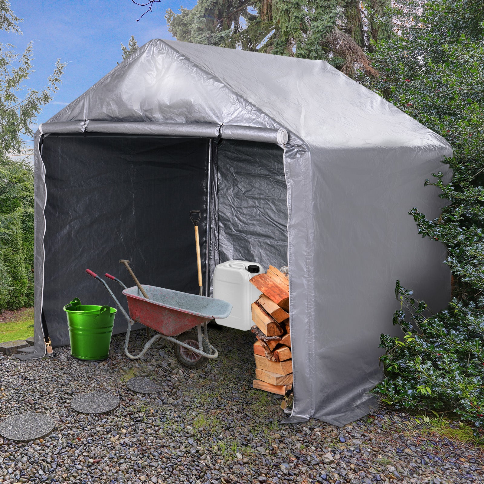 Outsunny 2 x 2m Garden Fabric Storage Tent - Grey - anydaydirect