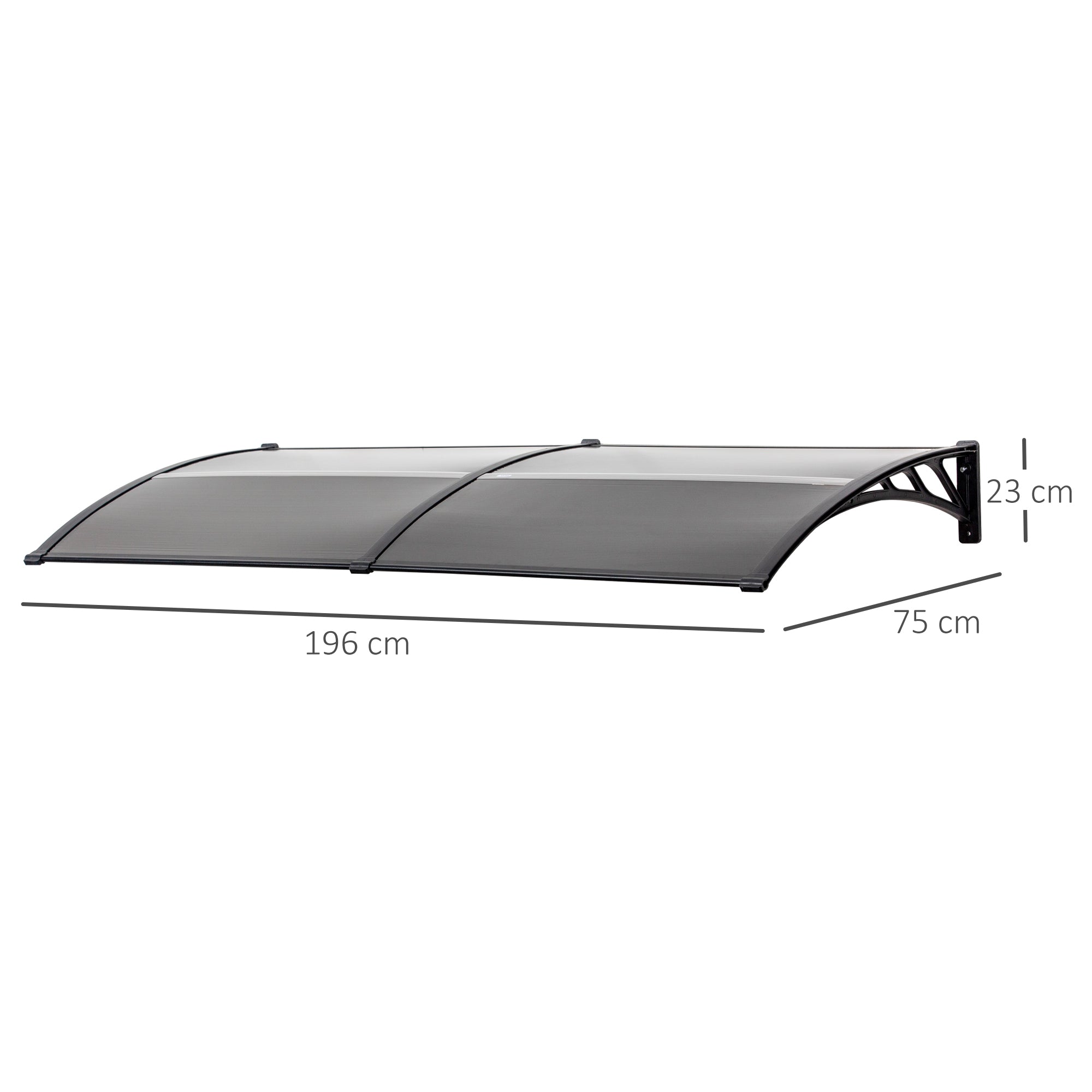 Outsunny Door Canopy Awning Outdoor Window Rain Shelter Cover for Front/Back Door Porch Black 196 x 75cm - anydaydirect