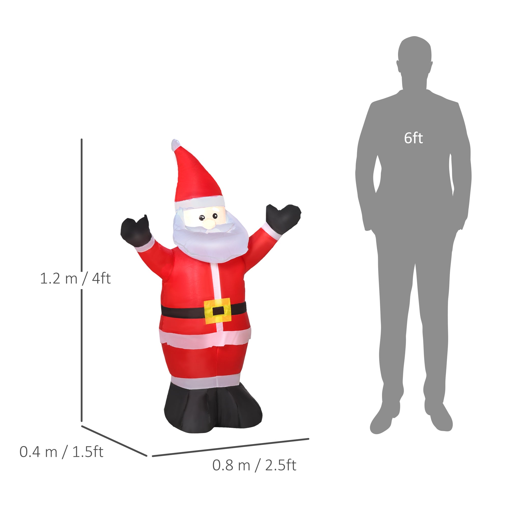 HOMCOM Inflatable 1.2m Santa Claus - anydaydirect