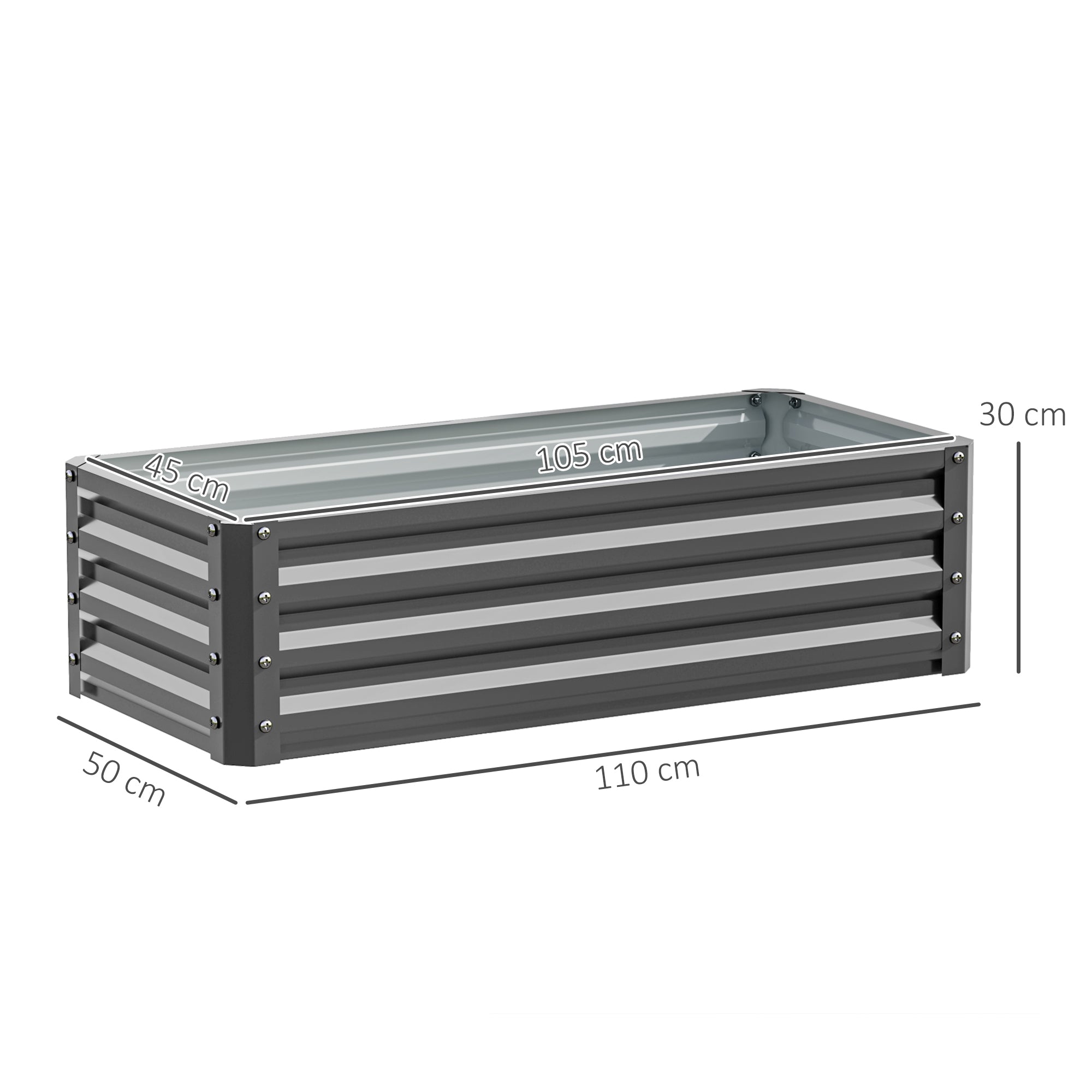 Outsunny Set of Two 110 x 50cm Steel Planter Boxes - Light Grey - anydaydirect