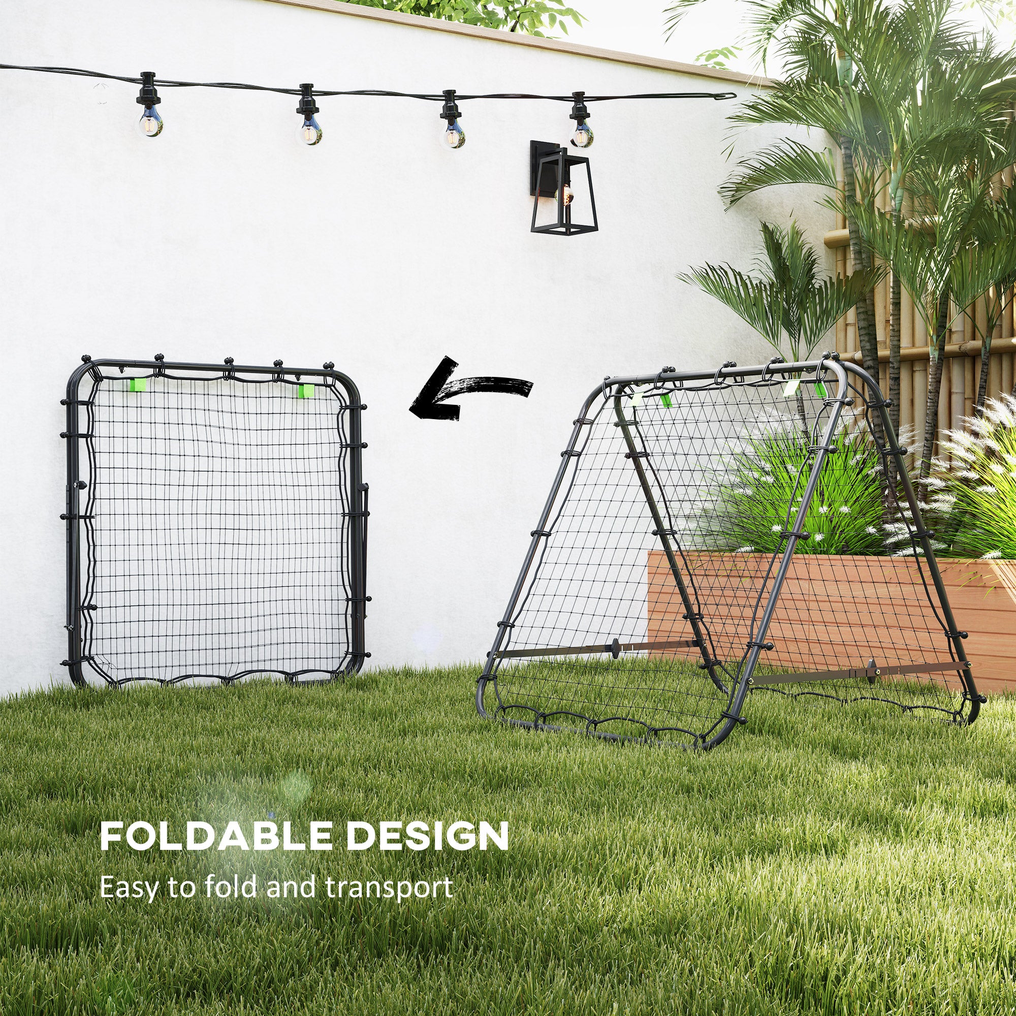 HOMCOM Double Sided Football Rebounder Net, Football Rebound Goal with Five Adjustable Angles, Black - anydaydirect