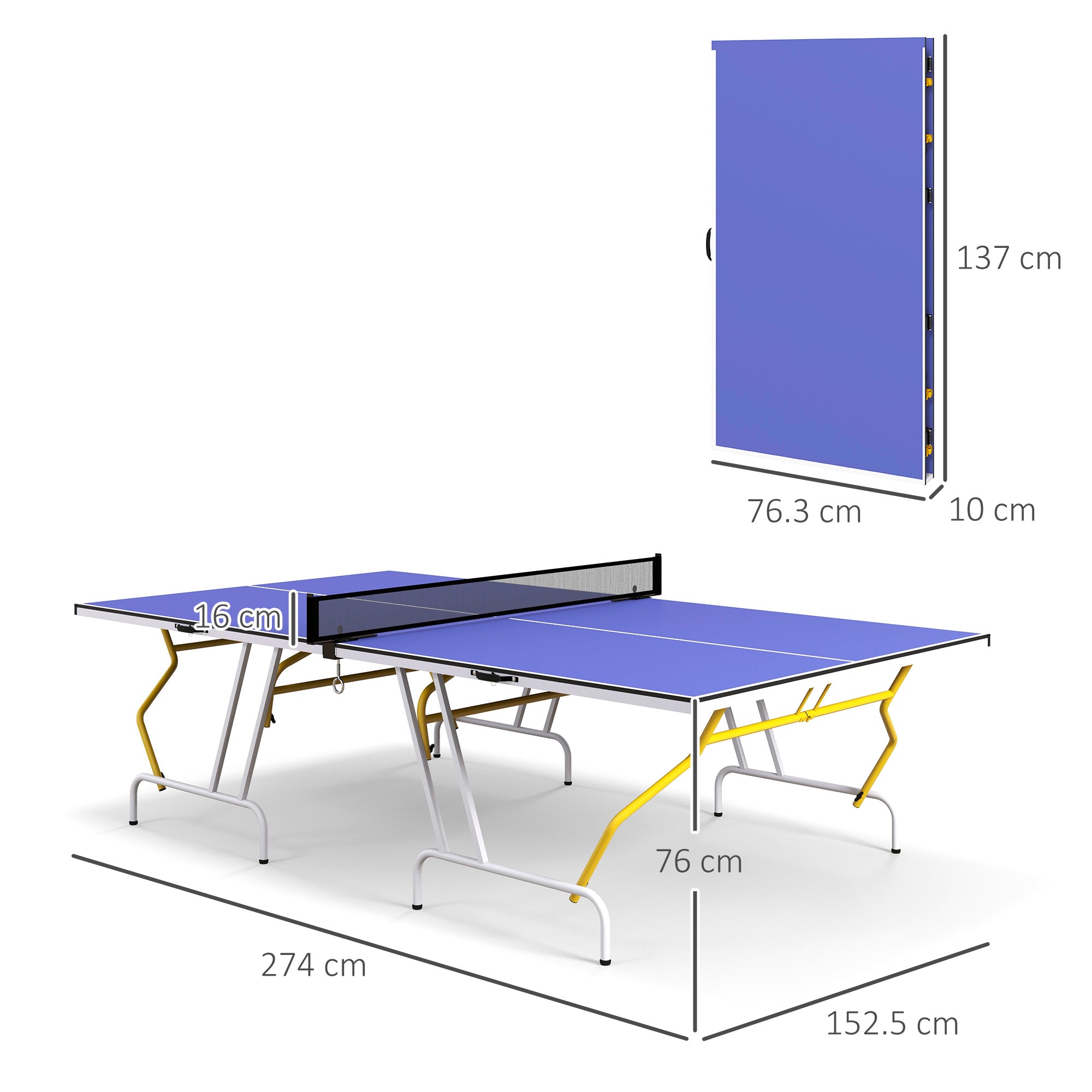 SPORTNOW 9FT Foldable Table Tennis Table, with Cover, Net, Paddles, Balls - Blue - anydaydirect