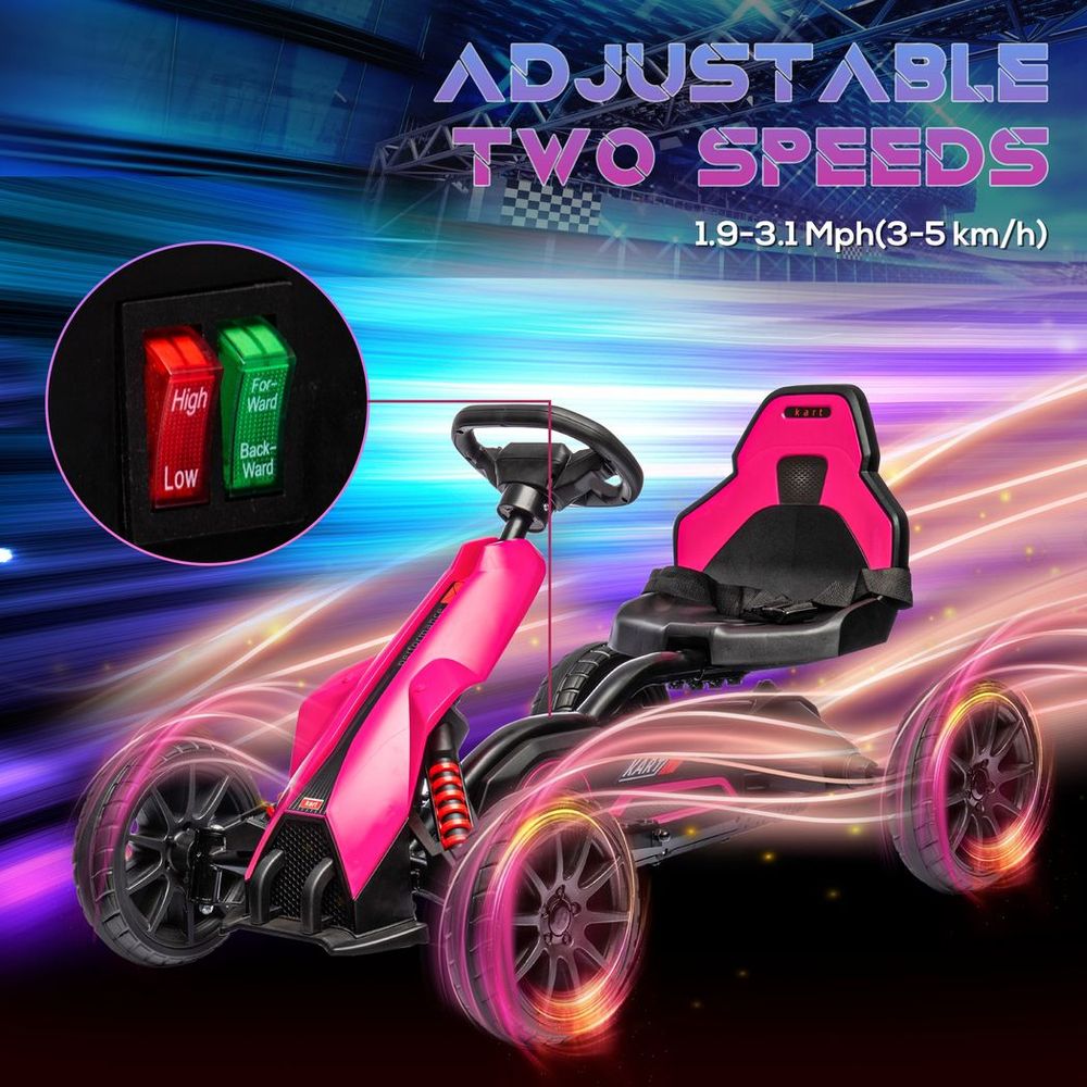 HOMCOM 12V Electric Go Kart with Forward Reversing 2 Speeds for 3-8 Yrs - Pink - anydaydirect