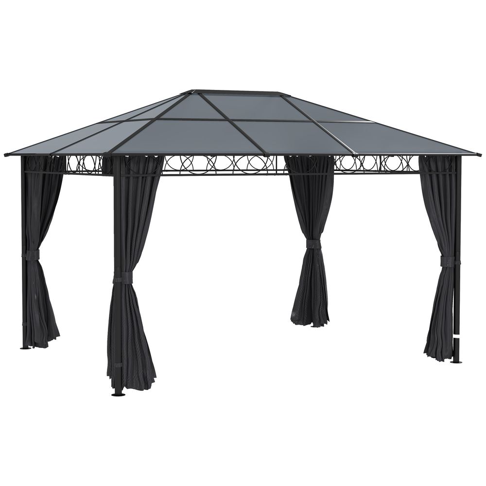 Outsunny 3 x 4m Hardtop Gazebo for Garden Party with Polycarbonate Curtains - anydaydirect