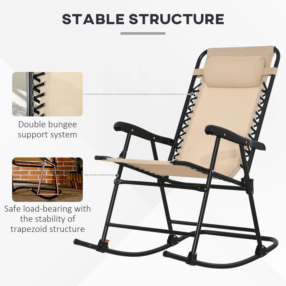 Outsunny Folding Rocking Chair Outdoor Portable Zero Gravity Chair Beige - anydaydirect