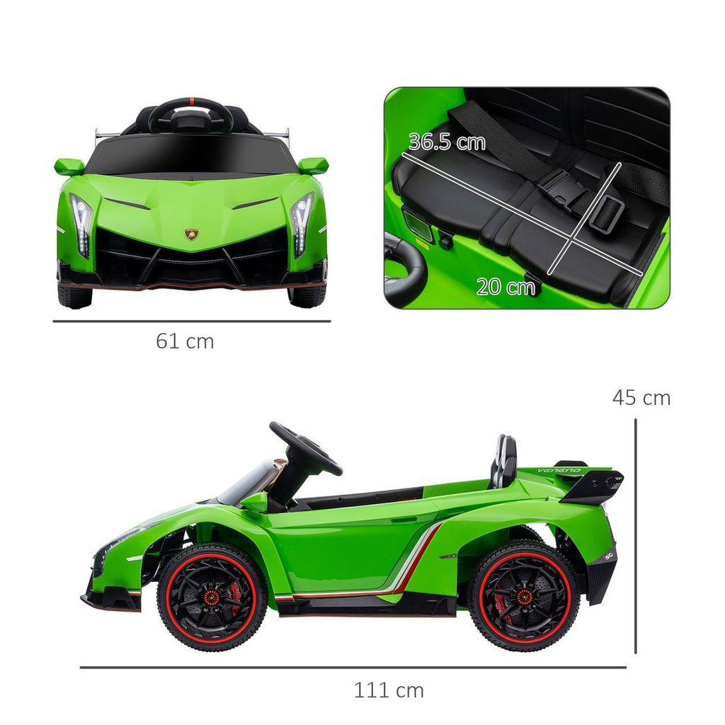 HOMCOM Lamborghini Veneno Licensed Electric Ride-on Car with Remote- Green - anydaydirect