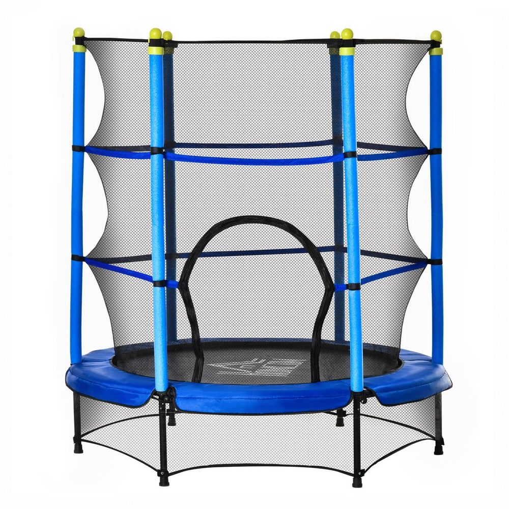 HOMCOM 5.2FT Kids Trampoline with Safety Enclosure, Indoor Outdoor - Blue - anydaydirect
