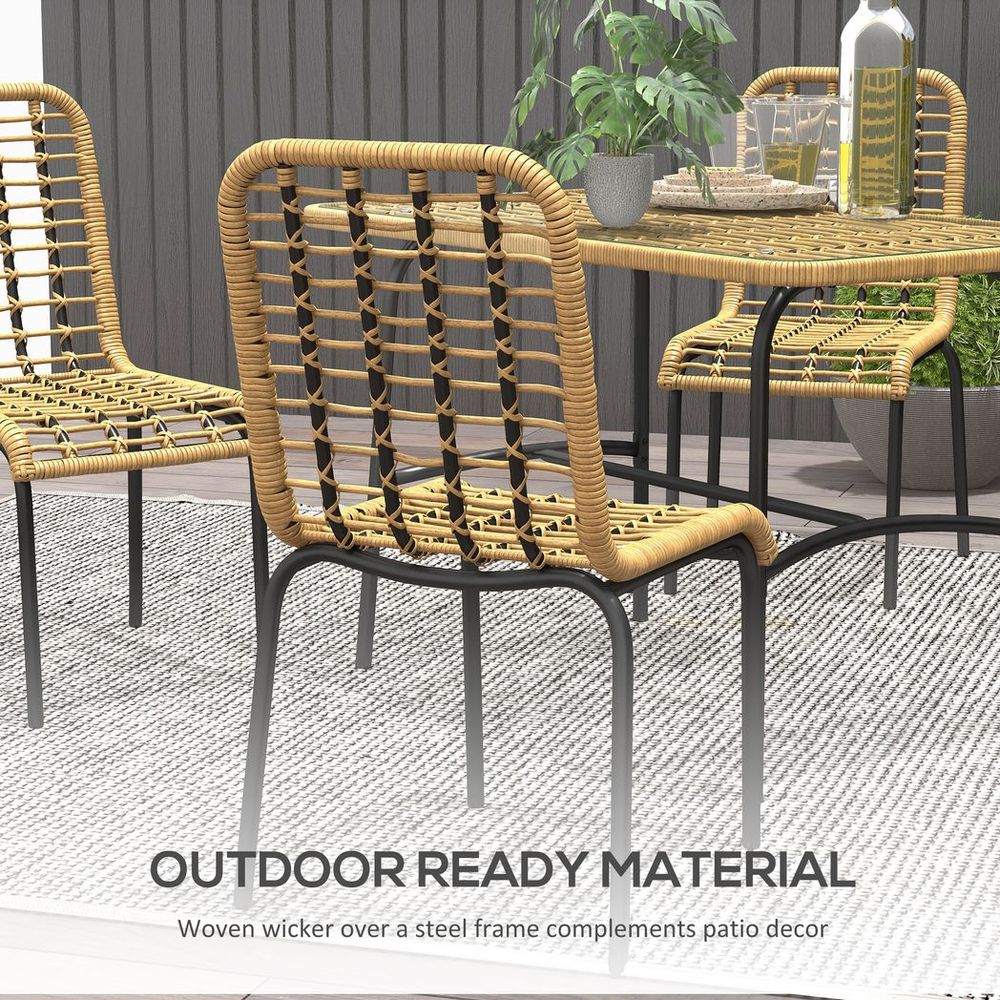 Outsunny 4 Seater Rattan Garden Furniture Set w/ Tempered Glass Tabletop - anydaydirect