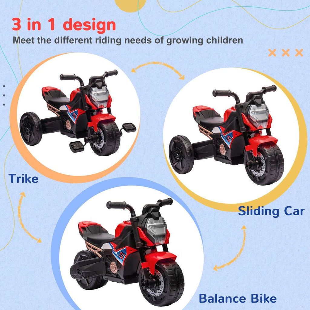 AIYAPLAY 3 in 1 Baby Trike with Headlights, Music, Horn - Red - anydaydirect