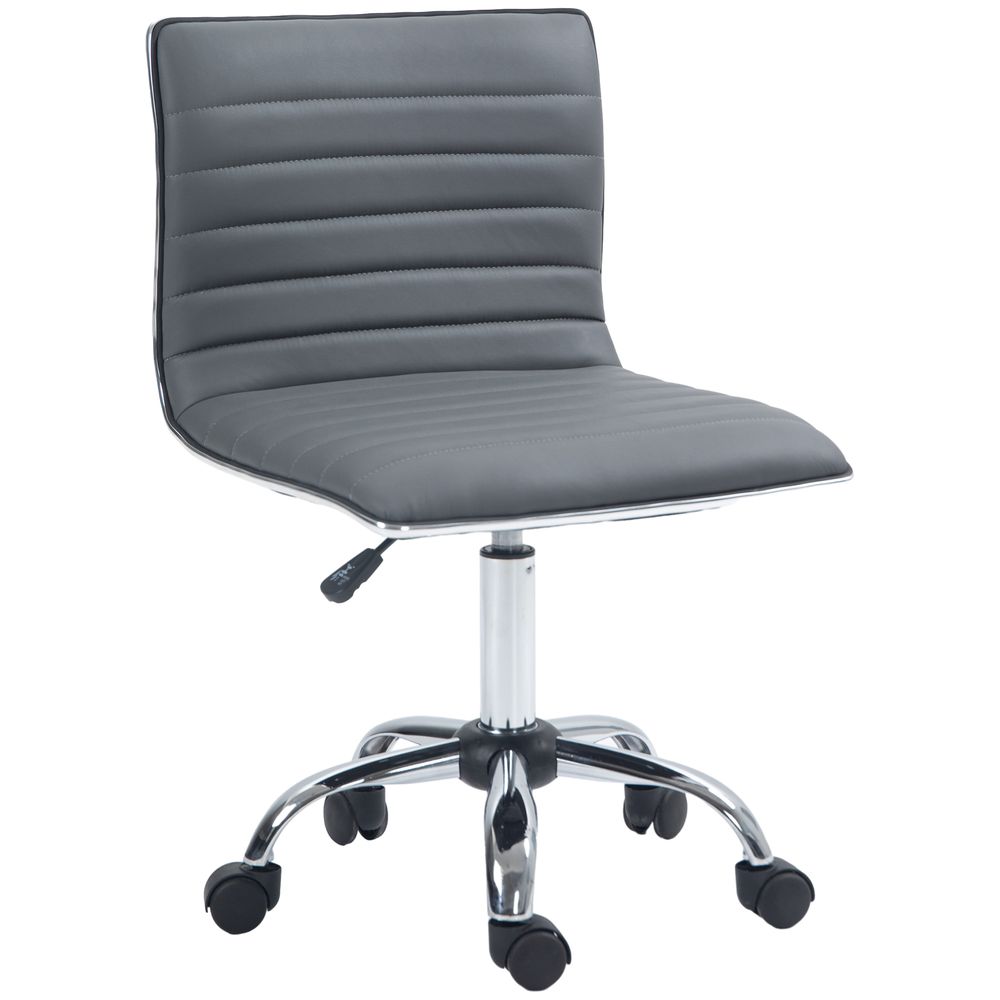 HOMCOM Armless Mid-Back Adjustable Office Chair with 360 Swivel Dark Grey - anydaydirect