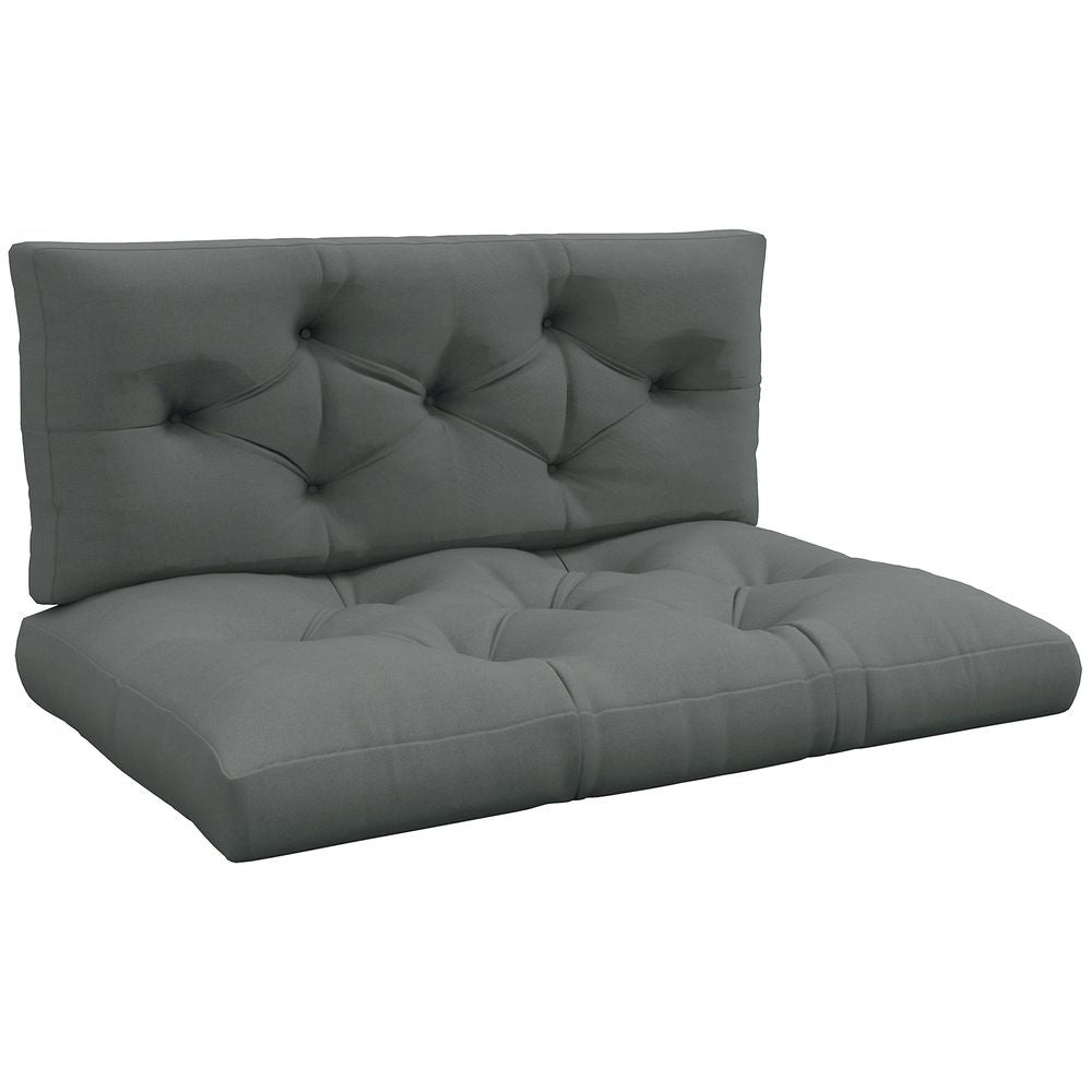 Outsunny 2 Seater Outdoor Seat Cushions and Back for Pallet, Light Grey - anydaydirect