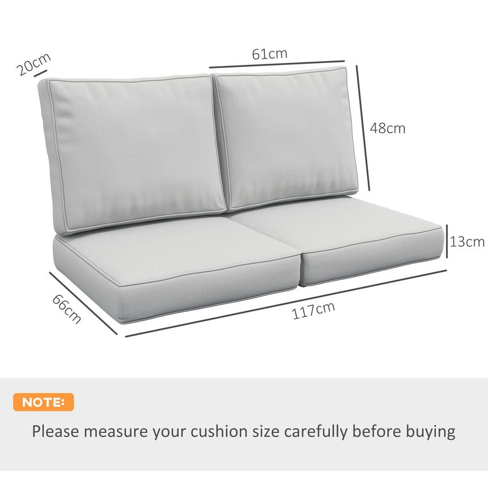 Outsunny 2 Seater Outdoor Seat Cushion with Back, for Garden, Light Grey - anydaydirect