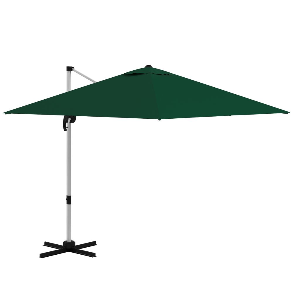 Outsunny 3 x 3(m) Cantilever Roma Parasol Garden Umbrella with Cross Base Green - anydaydirect