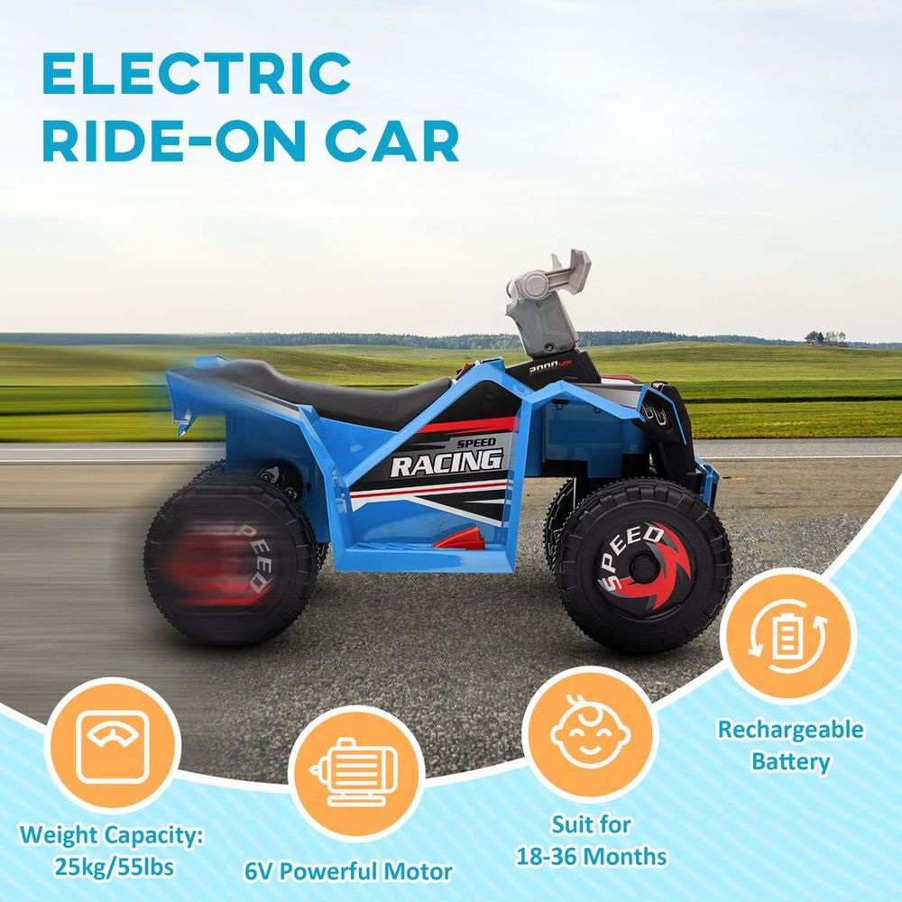 HOMCOM Electric Quad Bike, 6V Kids Ride-On ATV, for Ages 18-36 Months - Blue - anydaydirect