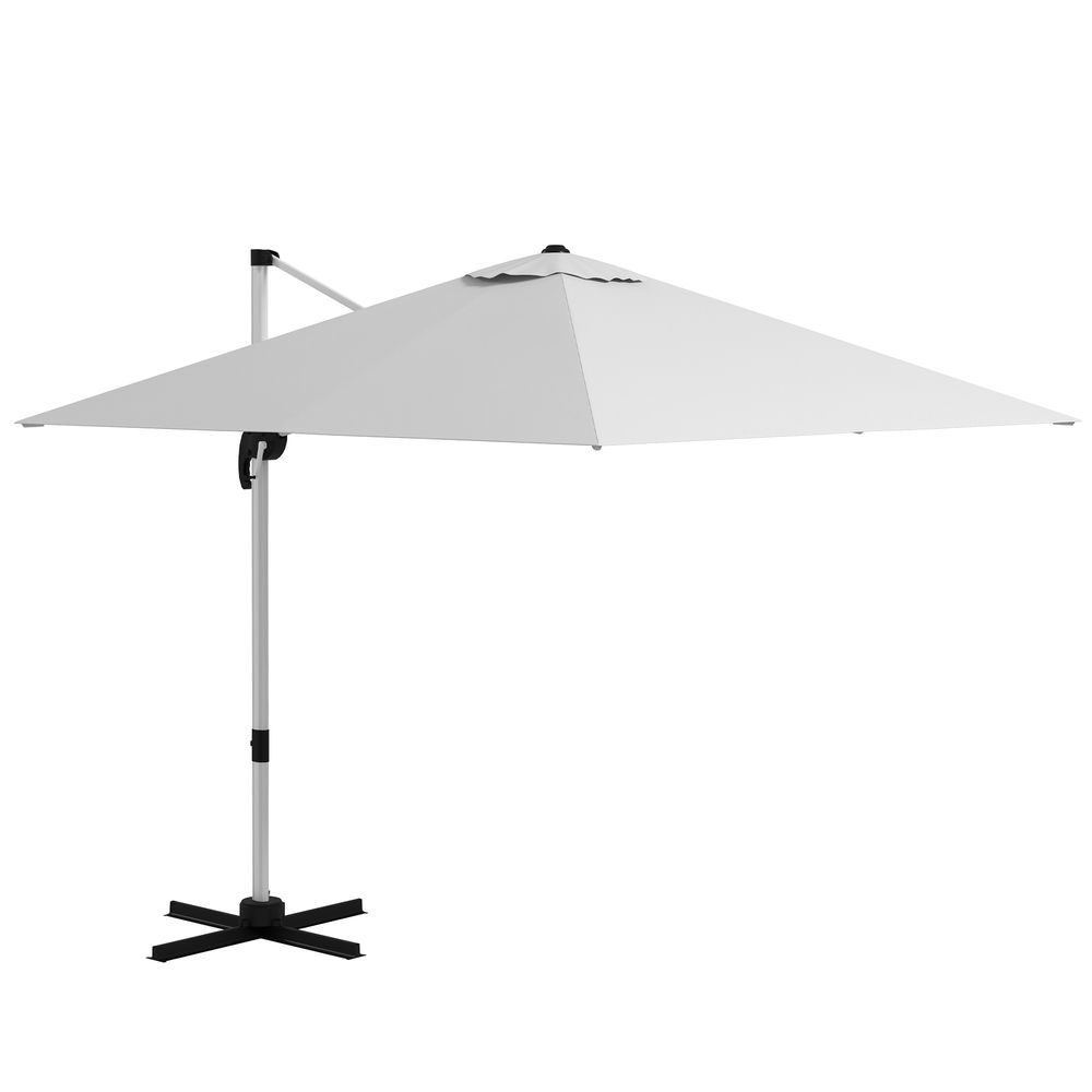 Outsunny 3 x 3(m) Cantilever Roma Parasol Garden Umbrella with Cross Base White - anydaydirect