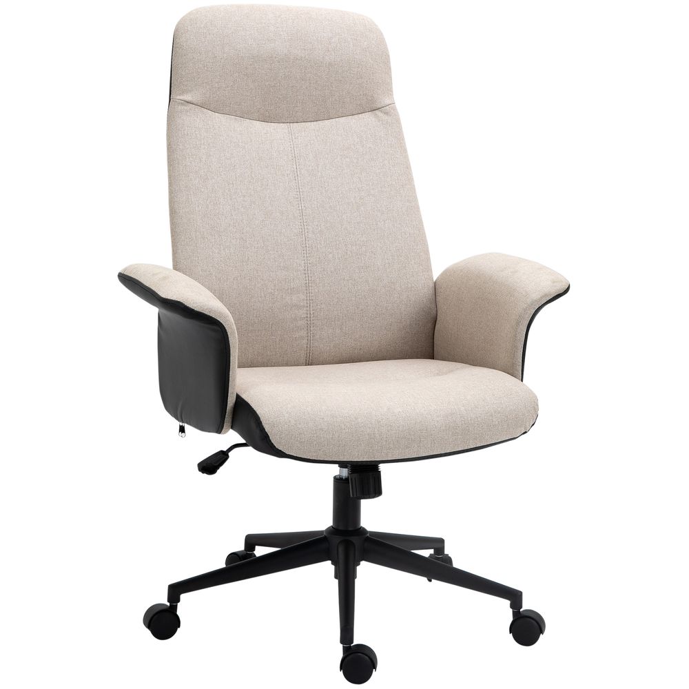 Vinsetto High-Back Office Chair Computer Desk Chair with Tilt Function Beige - anydaydirect