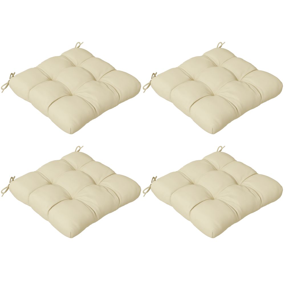 Outsunny Set of 4 Outdoor Seat Cushion with Ties, for Garden Furniture, Beige - anydaydirect