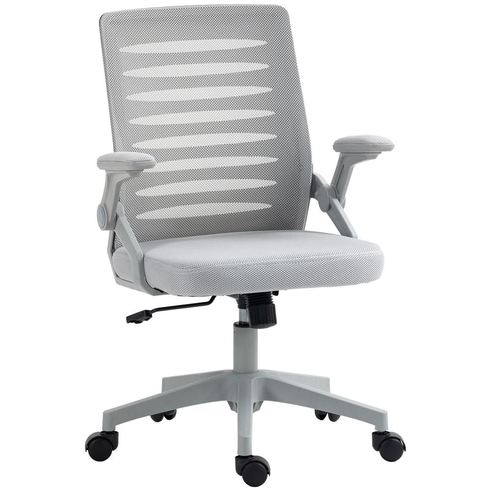 Vinsetto Mesh Office Chair Home Swivel Task Chair w/ Lumbar Support, Arm, Grey - anydaydirect