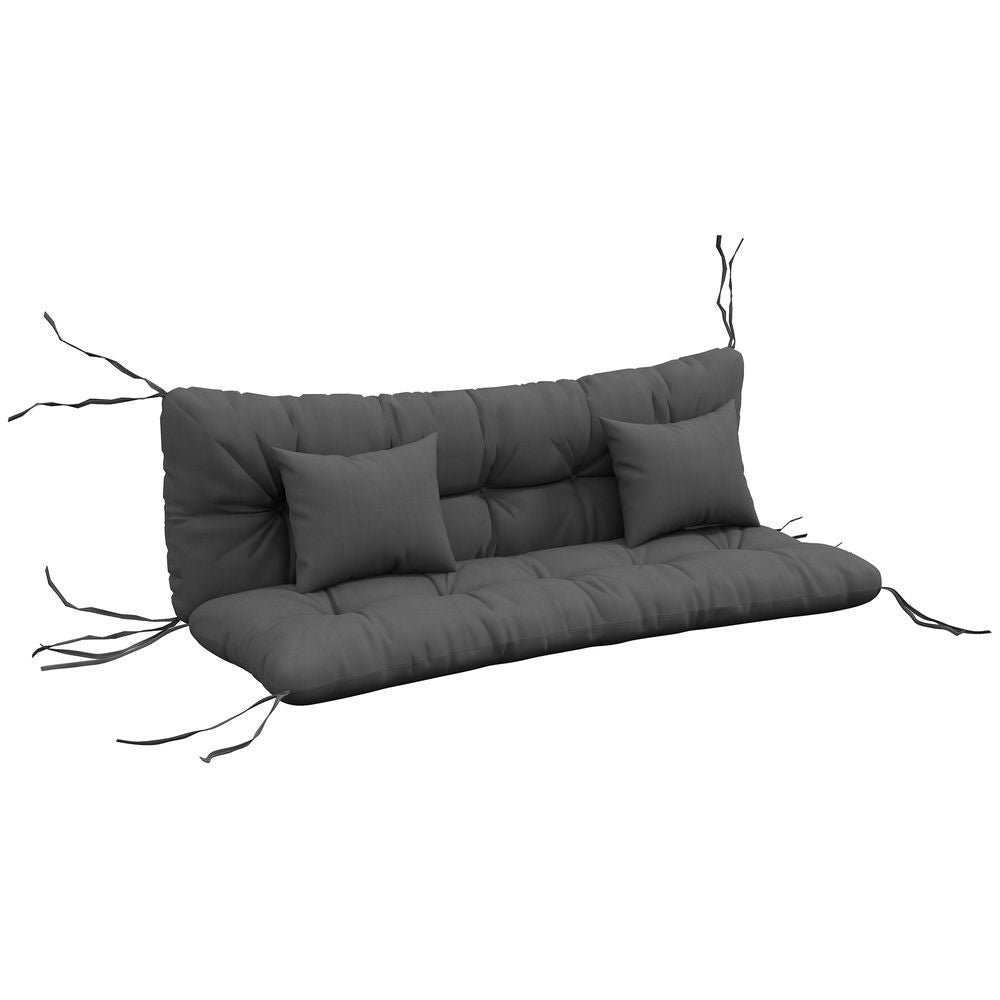 Outsunny Outdoor Back and Seat Cushion with Pillows, Charcoal Grey - anydaydirect