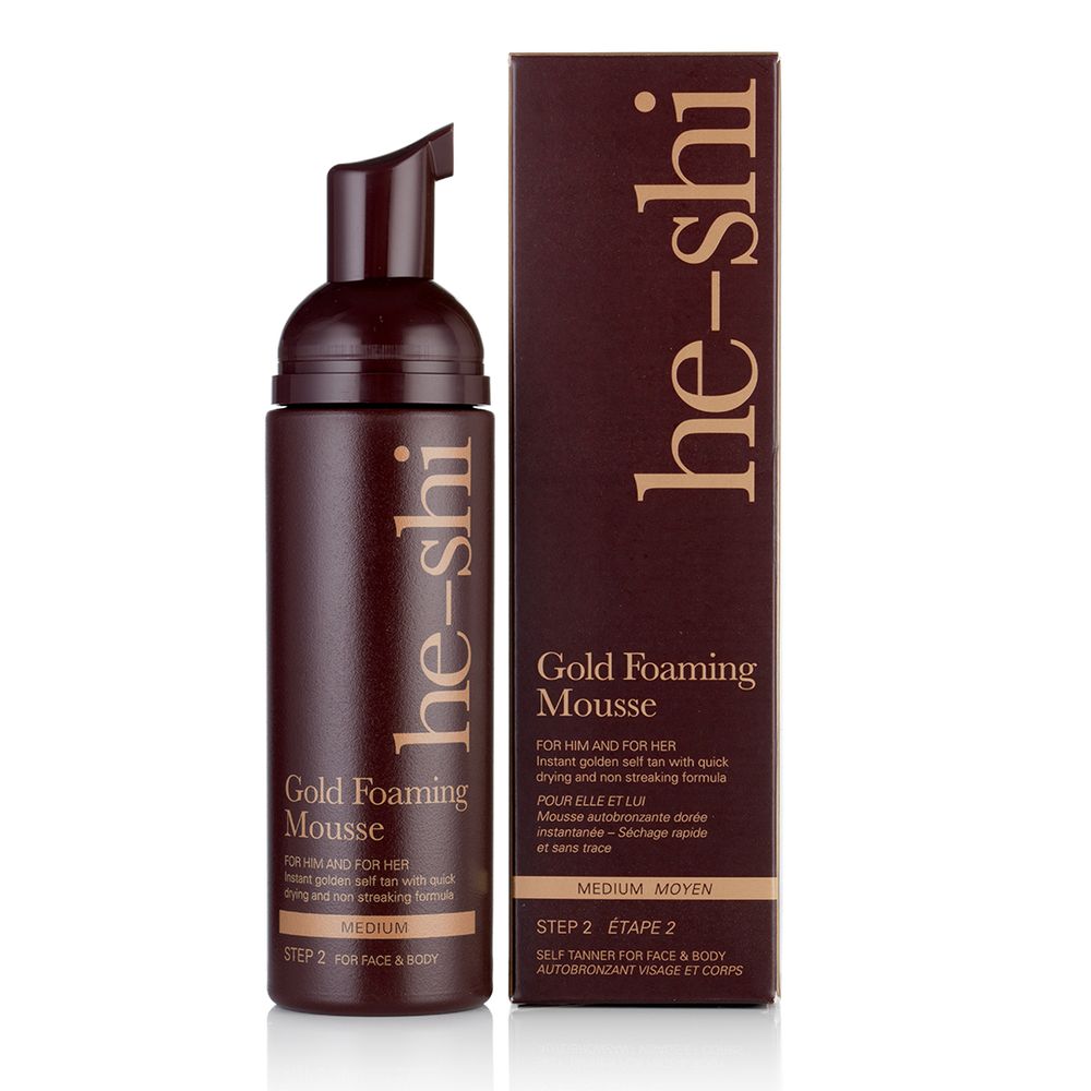 He-Shi Gold Foaming Mousse  - Medium Self Tan - Quick Dry - Easy to Apply - anydaydirect