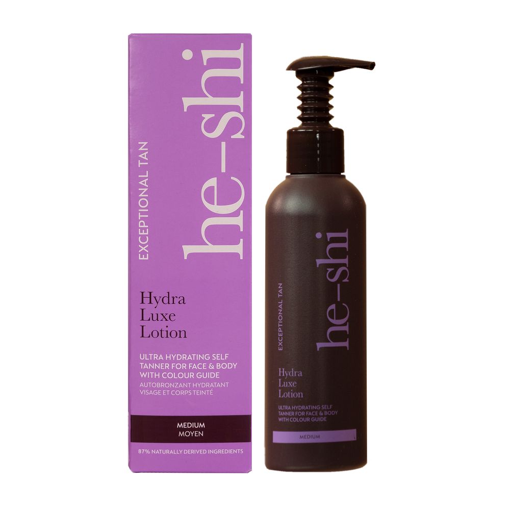 He-Shi Hydra Luxe Lotion  - Medium Self Tan - Easy to Apply - Pump Action - anydaydirect