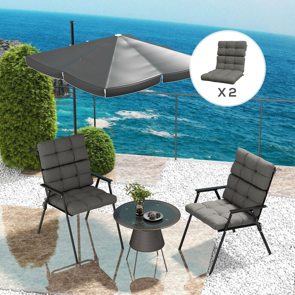 Outsunny 2pc Outdoor Seat Cushion with Backrest, Ties, for Garden, Grey - anydaydirect