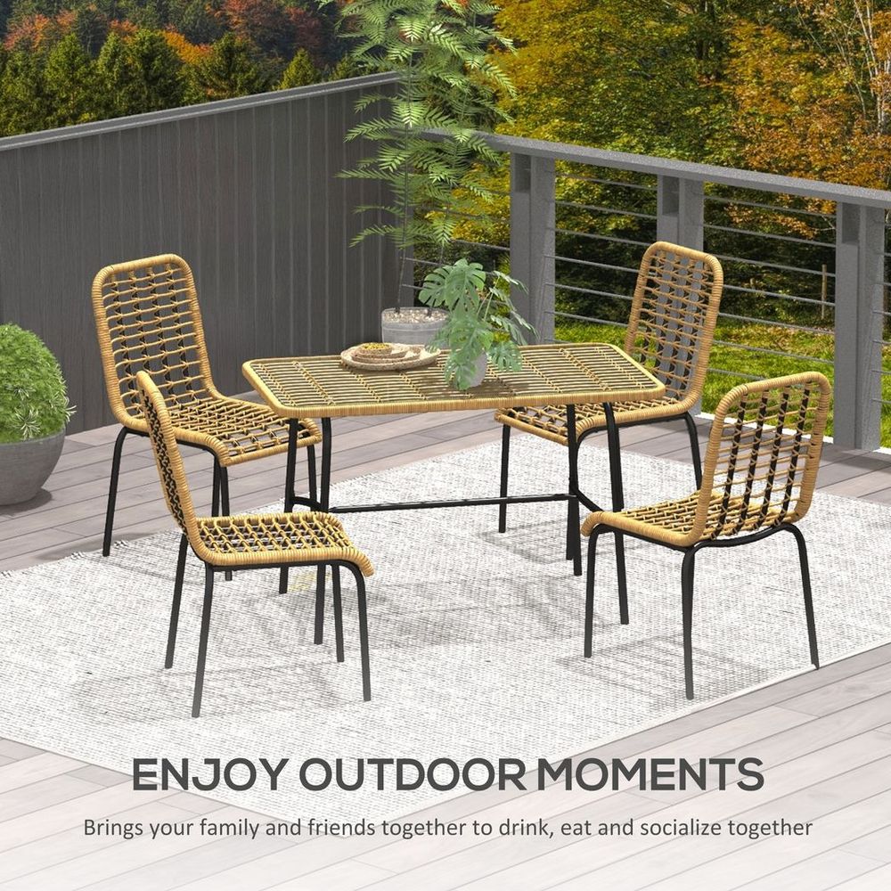 Outsunny 4 Seater Rattan Garden Furniture Set w/ Tempered Glass Tabletop - anydaydirect