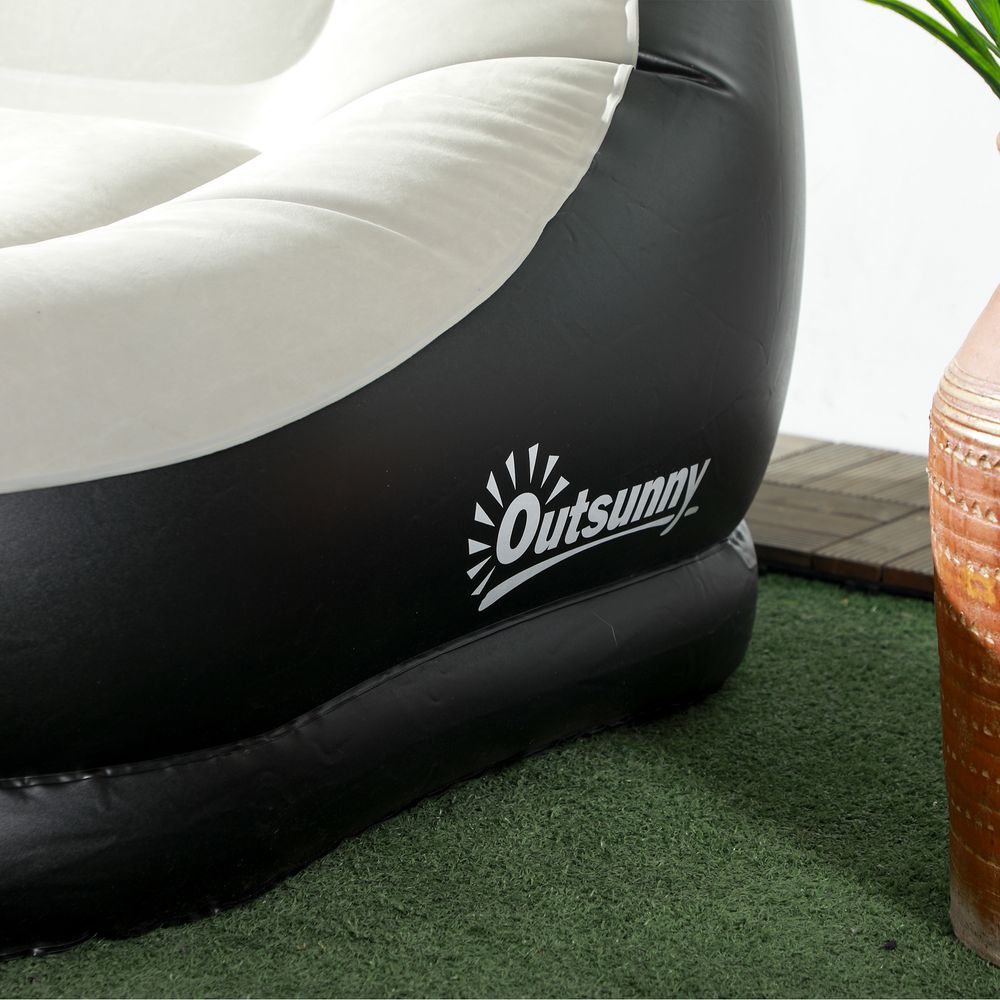 Outsunny Inflatable Chair and Foot Stool for Gaming, Reading, Watching, Grey - anydaydirect