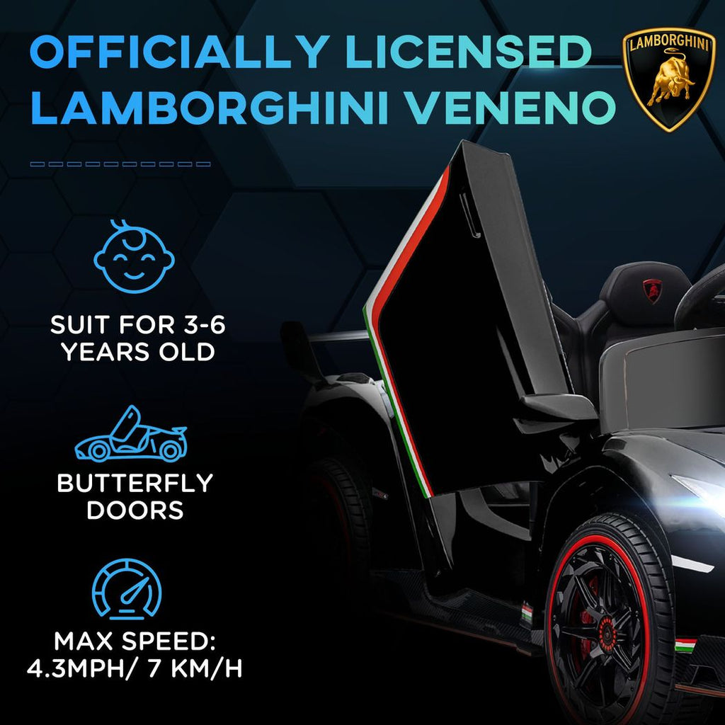 HOMCOM Lamborghini Veneno Licensed Electric Ride-on Car with Remote- Black - anydaydirect
