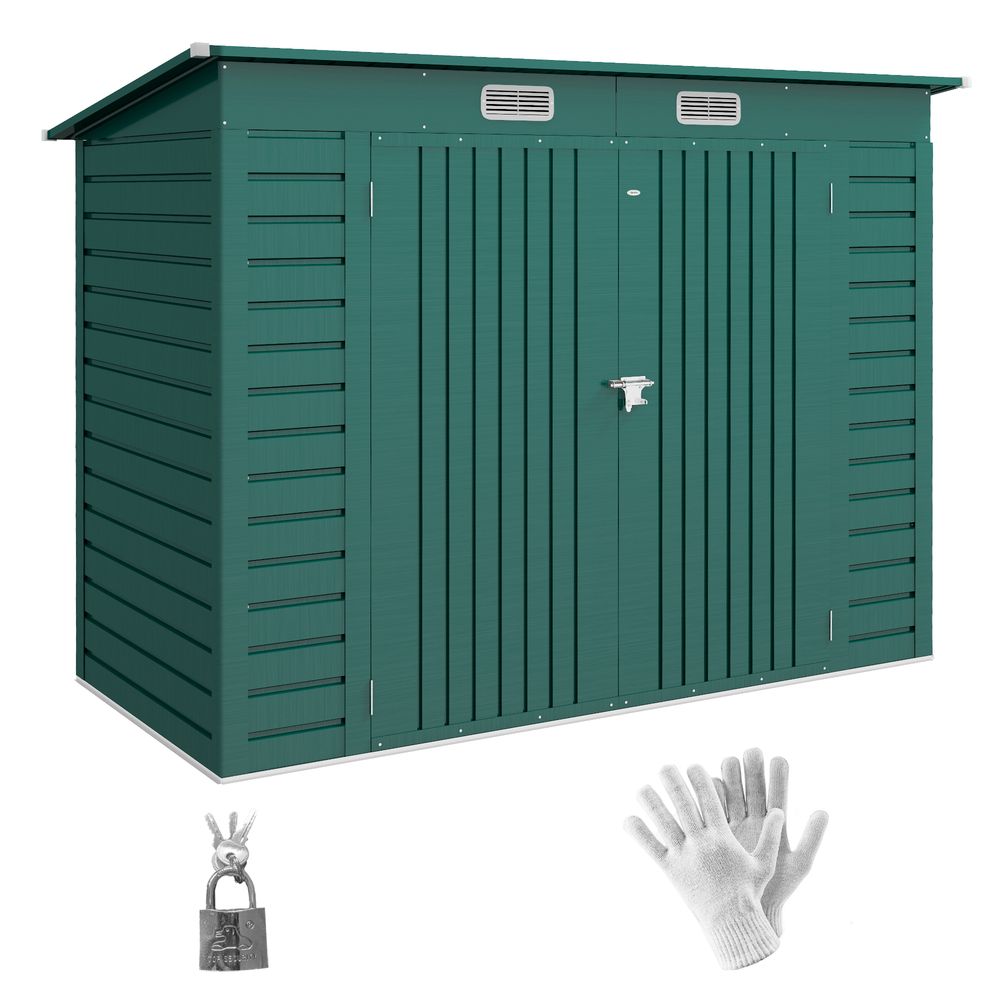 Outsunny 8 x 4FT Metal Garden Storage Shed with Double Doors and 2 Vents - anydaydirect