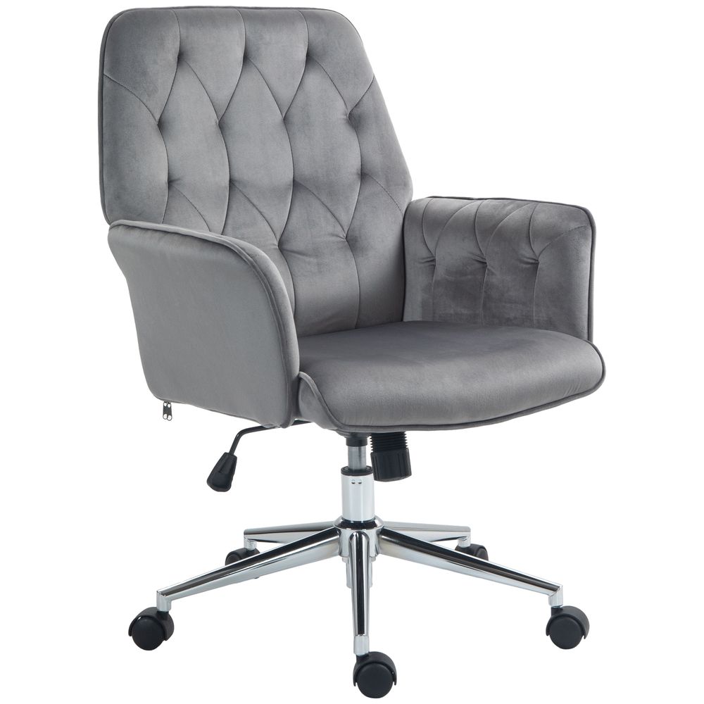 Vinsetto Swivel Computer Chair w/ Arm Modern Style Tufted Home Office Dark Grey - anydaydirect