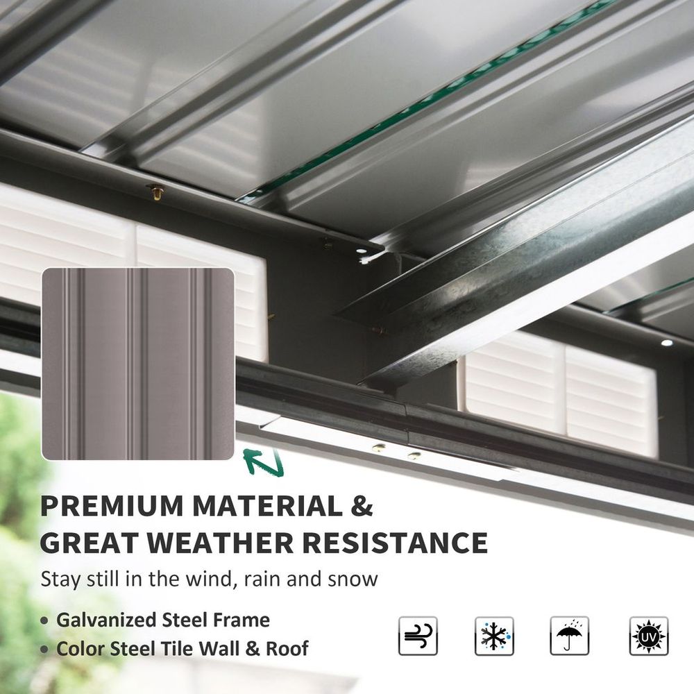 Durable Light Grey Garden Storage Shed with Metal Roof & Ventilation - anydaydirect