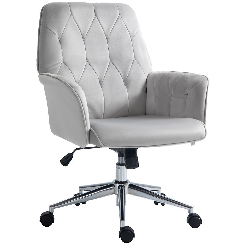 Vinsetto Swivel Computer Chair w/ Arm Modern Style Tufted Home Office Light Grey - anydaydirect
