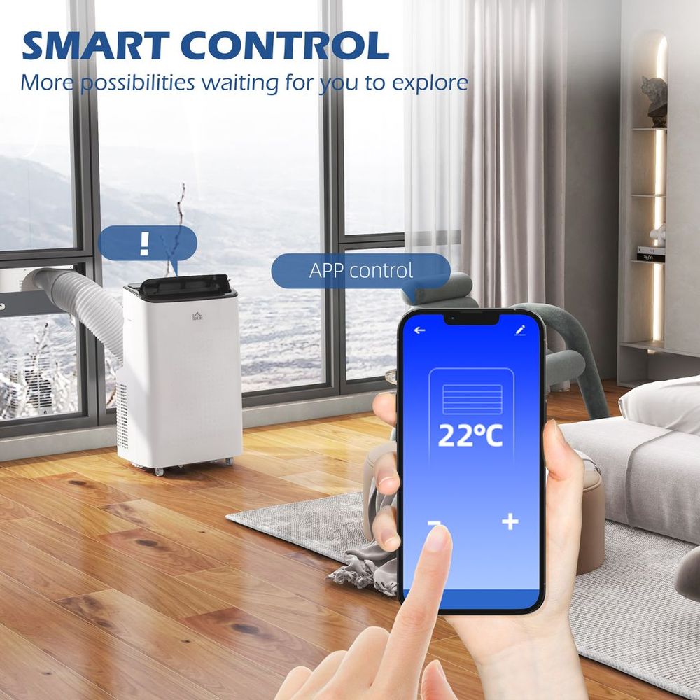 HOMCOM 12,000 BTU Portable Air Conditioner Unit with WiFi Smart App, 26m² - anydaydirect
