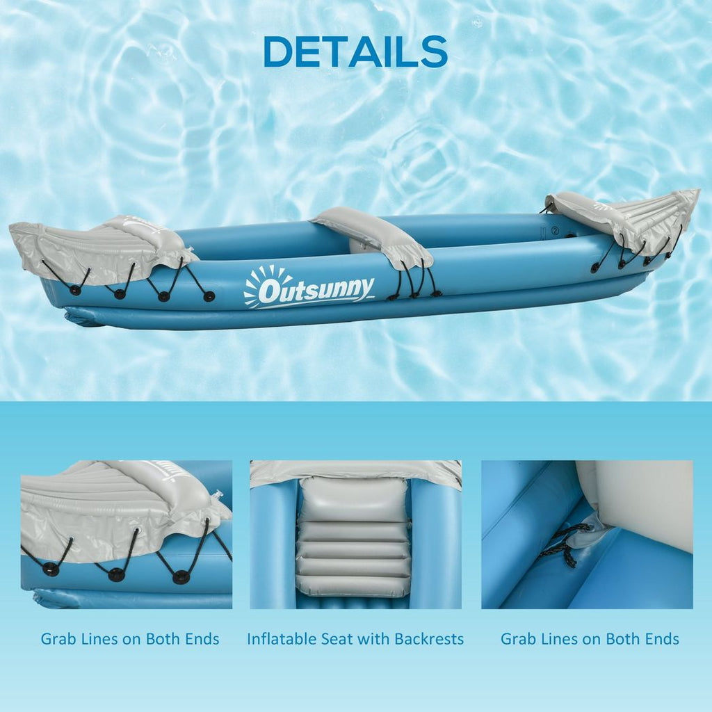 Outsunny Inflatable Kayak Two-Person Inflatable Boat w/ Air Pump, Blue - anydaydirect