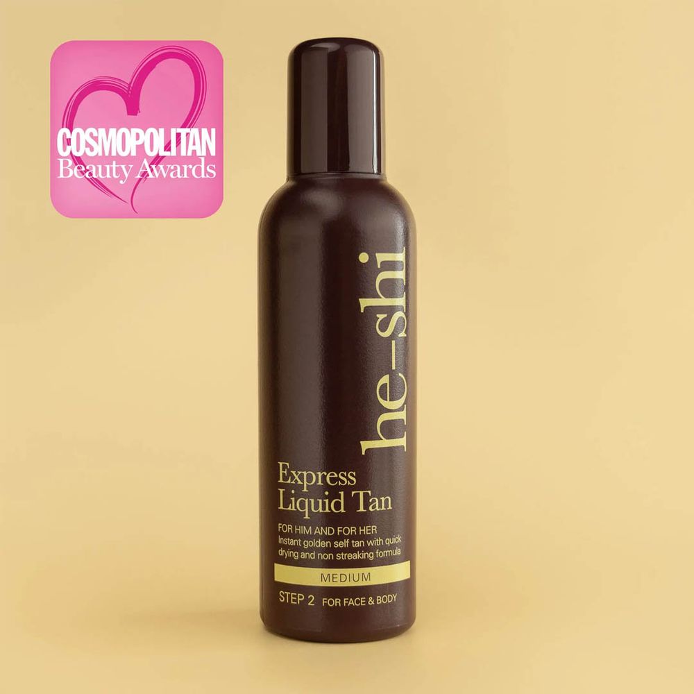 He-Shi Express Liquid Instant Self Tan 300ml - Medium Tan Quick Dry Supersize - anydaydirect