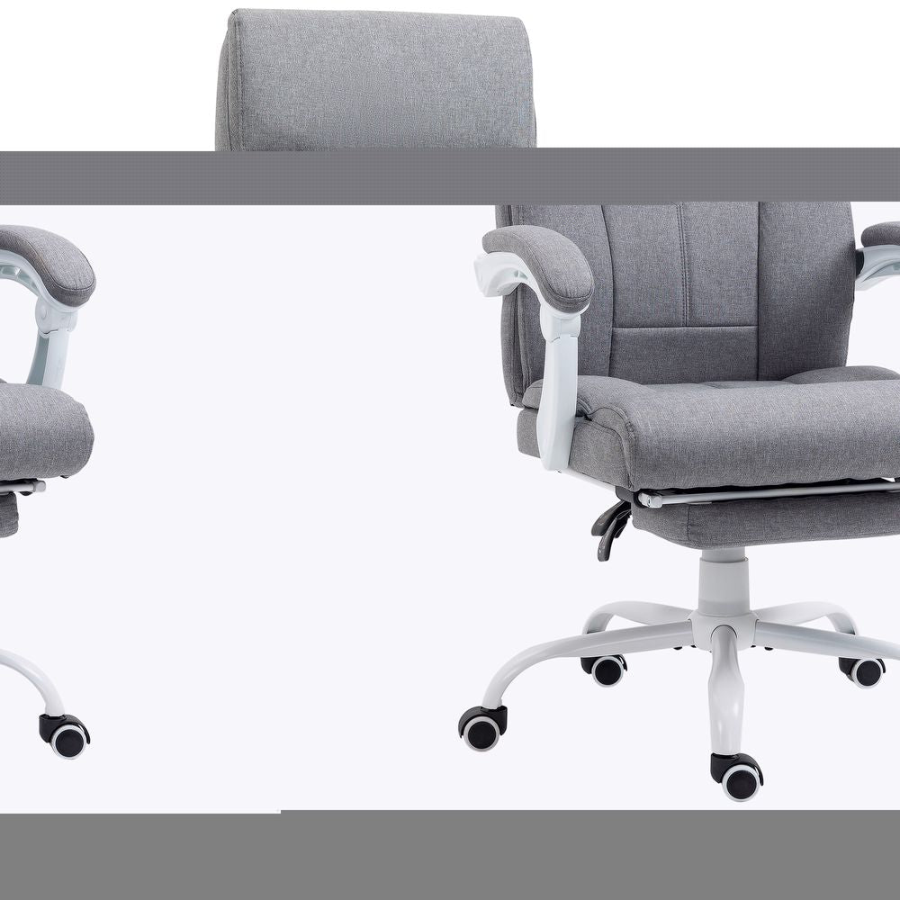Vinsetto Fabric Office Chair for Home with Arm, Foot Rest, Wheels, Grey - anydaydirect