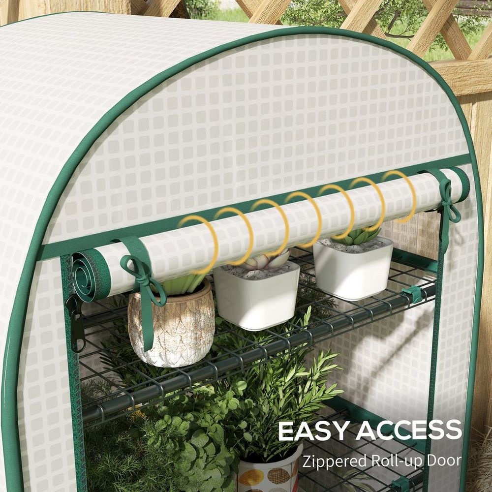 Outsunny 80 x 49 x 160cm Mini Greenhouse Portable Green House with Shelf White - anydaydirect