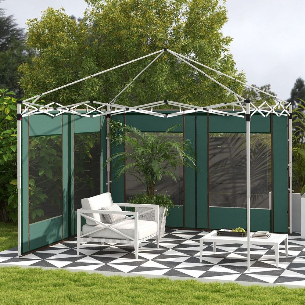 Outsunny 3x3(m) or 3x6m Pop Up Gazebo Side Panels with Windows, Green - anydaydirect