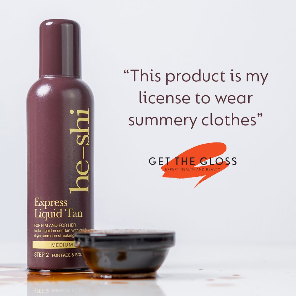 He-Shi Express Liquid Instant Self Tan 150ml - Medium Tan - Quick Dry - Easy to Apply - anydaydirect