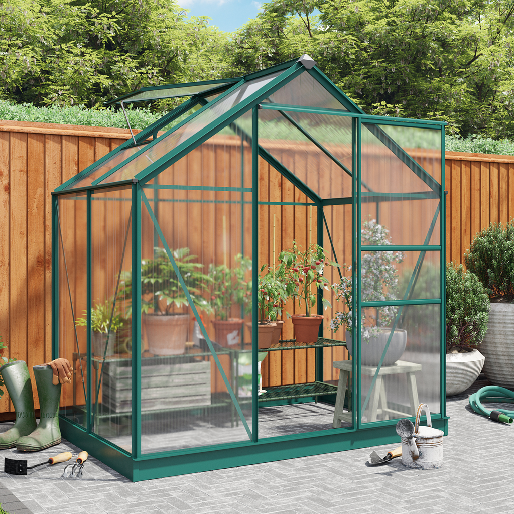 Rosette Hobby Aluminium Polycarbonate Greenhouse 6x4 