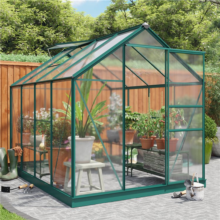 Rosette Hobby Aluminium Polycarbonate Greenhouse 6x8 