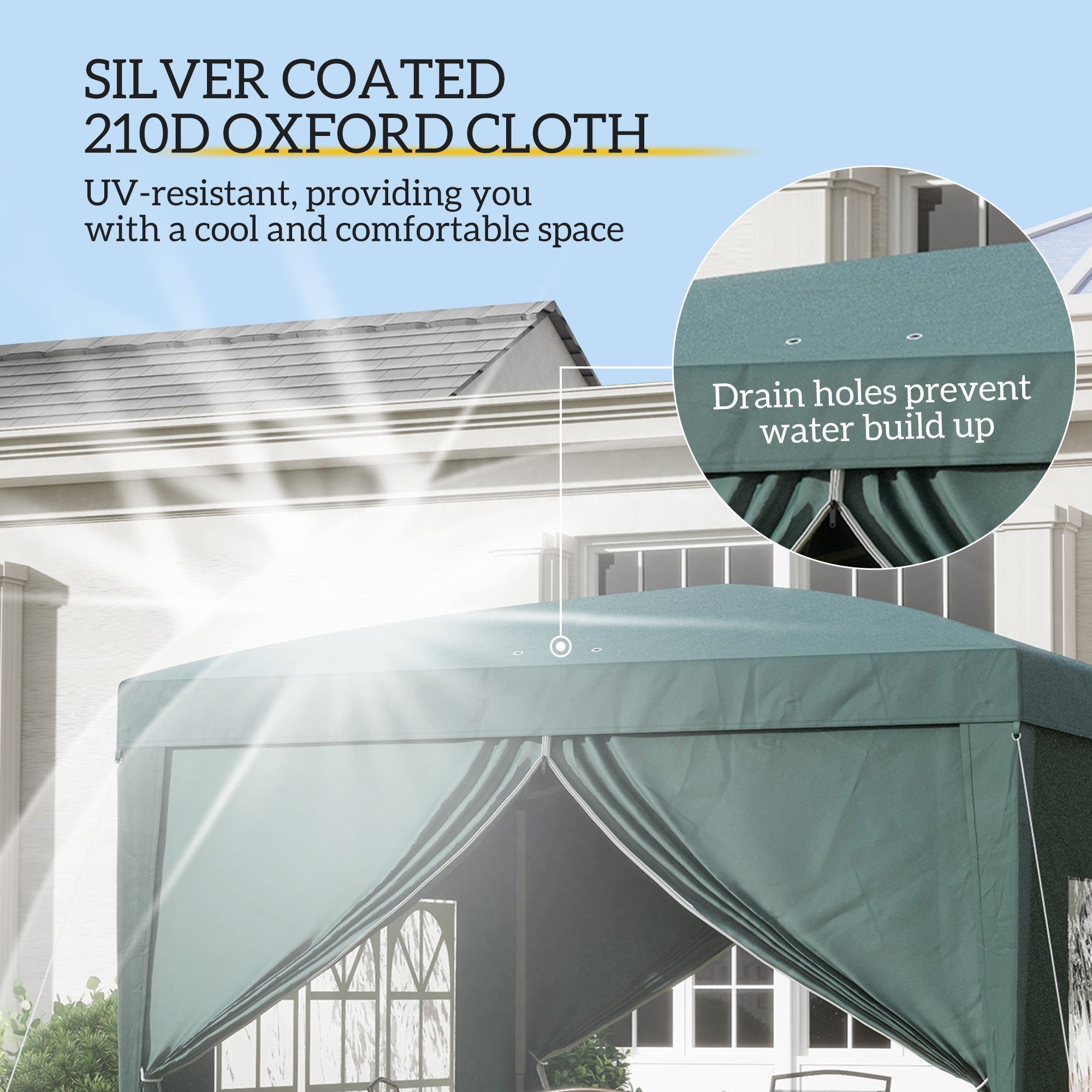 Outsunny 3 x 3m Pop Up Gazebo, Wedding Party Canopy Tent Marquee with Carry Bag and Windows, Green - anydaydirect